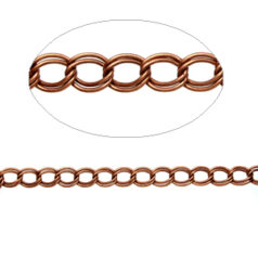 Chain, Antique copper plated brass,  9.8(l)x7.7(w)mm double link, Lead Free