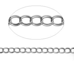 Chain, Imitation Rhodium plated metal chain,  9.8x7.7mm (LengthxWidth) Double link