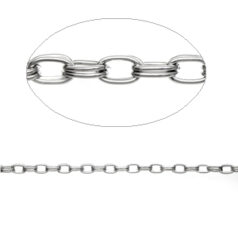 Chain, Imitation Rhodium plated metal chain, 6.5x5mm (LengthxWidth) Double link
