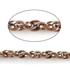 Chain, Antique Copper plated Metal Chain, 6mm Oval Double Cable Link