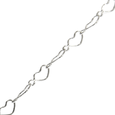 Chain, Rhodium Plated Brass 3.3x3.8mm Heart Link