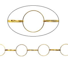 Chain, Gold plated brass, 15.5mm Round and 15.6x7.7mm Oval link
