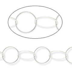Chain, Silver plated brass, 15.5mm Round and 15.6x7.7mm Oval link
