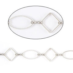 Chain, Imitation rhodium plated brass, 10mm diamond & 15.56(l)x7.7(w)mm oval links, Lead Free