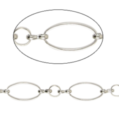 Chain, Imitation Rhodium plated brass, 7x13mm Oval, 5mm Round Chain