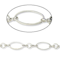Chain, Silver plated brass, 5mm round & 13.2(l)x7.2(w)mm oval links, Lead Free