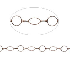 Chain, Antique Copper plated brass, 12mm round and 16x8mm Oval Links