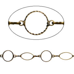 Chain, Antique Bronze plated brass, 12mm round and 16x8mm Oval Links