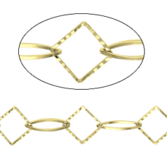 Chain, Gold plated brass, 16mm Diamond Fancy, 7x18mm Oval Pointed Chain - Lead Free