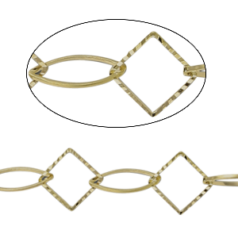 Chain, Antique Bronze plated brass, 16mm Diamond Fancy, 7x18mm Oval Pointed Chain - Lead Free