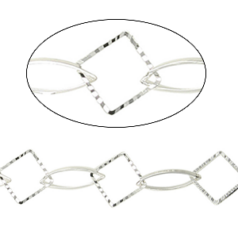 Chain, Silver plated brass, 16mm Diamond Fancy, 7x18mm Oval Pointed Chain - Lead Free