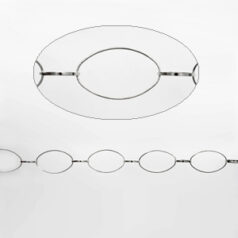 Chain, Imitation rhodium plated brass, 25.9(l)x15.6(w)mm oval & 12mm round, Lead Free