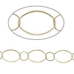 Chain, Antique Bronze plated brass, 17x25mm Oval, 12mm Round Chain - Lead Free