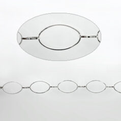 Chain, Silver plated brass, 25.9(l)x15.6(w)mm oval & 12mm round, Lead Free