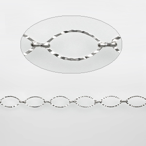 Chain, Silver plated brass, 16x8mm Oval Fancy Pointed Chain