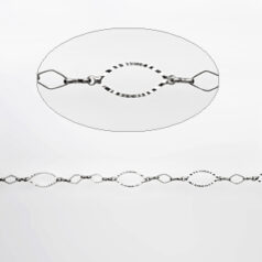 Chain, Imitation Rhodium Plated Brass, 15.6x8.3mm (LengthxWidth) Oval Fancy Pointed & 9x4.4mm (LengthxWidth) Oval Diamond