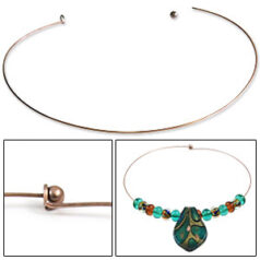 Wire necklace, approximate 17 inches with 6mm removable ball, 16 gauge Antique Copper plated wire