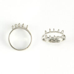 Finger Ring Base, 16-20mm Adjustable, 10 3mm loops - Nickel plated brass, lead free