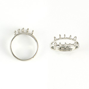 Finger Ring Base, 16-20mm Adjustable, 10 3mm loops - Nickel plated brass, lead free