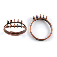 Finger Ring Base, 16-20mm Adjustable, 10 3mm loops - Antique Copper plated brass, lead free