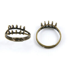 Finger Ring Base, 16-20mm Adjustable, 10 3mm loops - Bronze plated brass, lead free