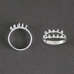 Finger Ring Base, 16-20mm Adjustable, 10 3mm loops - Silver plated brass, lead free