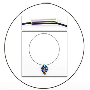 Necklace, 18 inches, 1.0mm Black color Stainless Cable with plain clasp