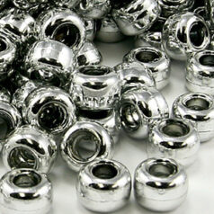Plastic Beads 6mm Metallic  Pony Beads - Silver