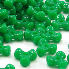Bead, Acrylic or Plastic Tri-Bead, 10x5mm Fancy Triamgle - Opaque Green