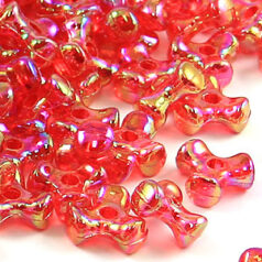 Plastic Beads 10mm Tri-Bead AB Trans. (3mm thickness, hole size:2.3mm) - Red