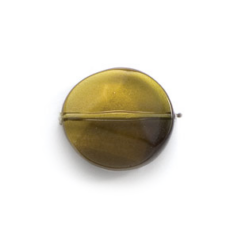 Bead, Acrylic Round Flat Bead, 22x24mm (7mm thickness) - Light Olive to Dark Olive