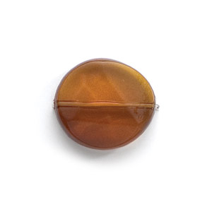 Bead, Acrylic Round Flat Bead, 22x24mm (7mm thickness) - Light Amber to Amber