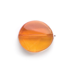 Bead, Acrylic Round Flat Bead, 22x24mm (7mm thickness)  - Light Orange to Orange