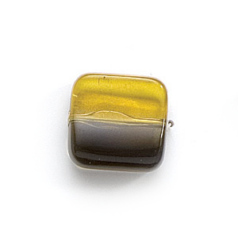 Bead, Acrylic Square Bead, 18mm  (6.7mm thickness) - Yellow/Charcoal
