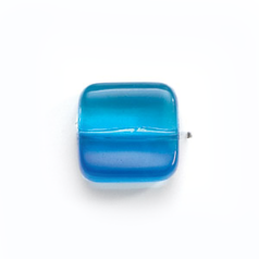 Bead, Acrylic Square Bead, 18mm  (6.7mm thickness) - Aquamarine/Blue