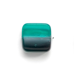 Bead, Acrylic Square  Bead, 18mm  (6.7mm thickness) - Teal/Dark Green