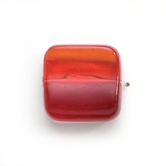 Bead, Acrylic Square Bead, 18mm  (6.7mm thickness) - Light Red to Red
