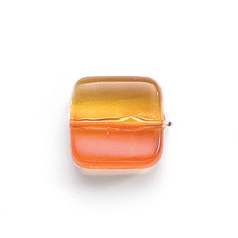 Bead, Acrylic Square Bead, 18mm  (6.7mm thickness) - Light Orange to Orange