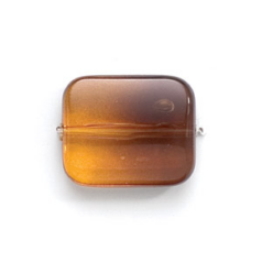 Bead, Acrylic Rectangle Flat Bead, 22x26mm (7.5mm thickness) - Amber/Brown