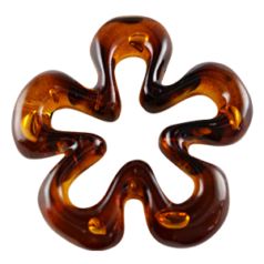 Acrylic Bead/Pendant,  80mm  Wavy Flower (12.85mm thickness) - Amber with Light Amber