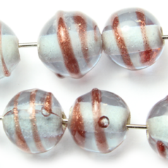 Bead, Lampwork Glass, 8mm Round shape with raised colorline - Light Sapphire (Hole Size 2mm)