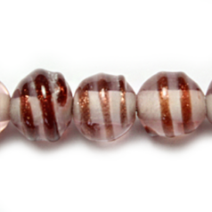 Bead, Lampwork Glass, 8mm Round shape with raised colorline - Light Amethyst (Hole Size 2mm)