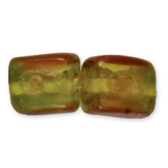 Bead, Lampwork Glass, 14x12x8mm Rectangle shape with Gold Spiral pattern -Two-Tone Topaz (Hole Size 2mm)