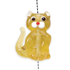 Bead, Handmade Glass, 20mm Cat Shape - Topaz (Hole Size 2mm)