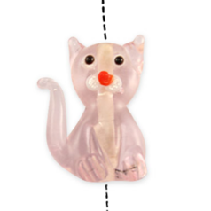 Bead, Handmade Glass, 20mm Cat Shape - Pink (Hole Size 2mm)