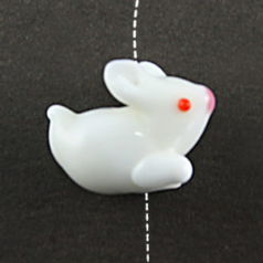 Bead, Glass Rabbit - 20mm Hole Size 2mm - White