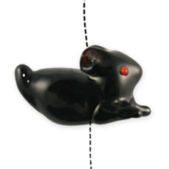 Bead, Glass Rabbit - 20mm Hole Size 2mm - Black