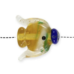 Bead, Handmade Glass, 22mm Fish Shape - Topaz with White, Green, Blue (Hole Size 2mm)