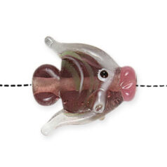 Bead, Handmade Glass, 22mm Fish Shape - Amethyst with White, Green, Pink (Hole Size 2mm)