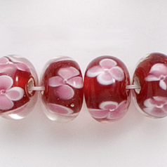 12x7mm 7.2mm thick Rondelle Pink Flower (2.3mm hole) - Amethyst